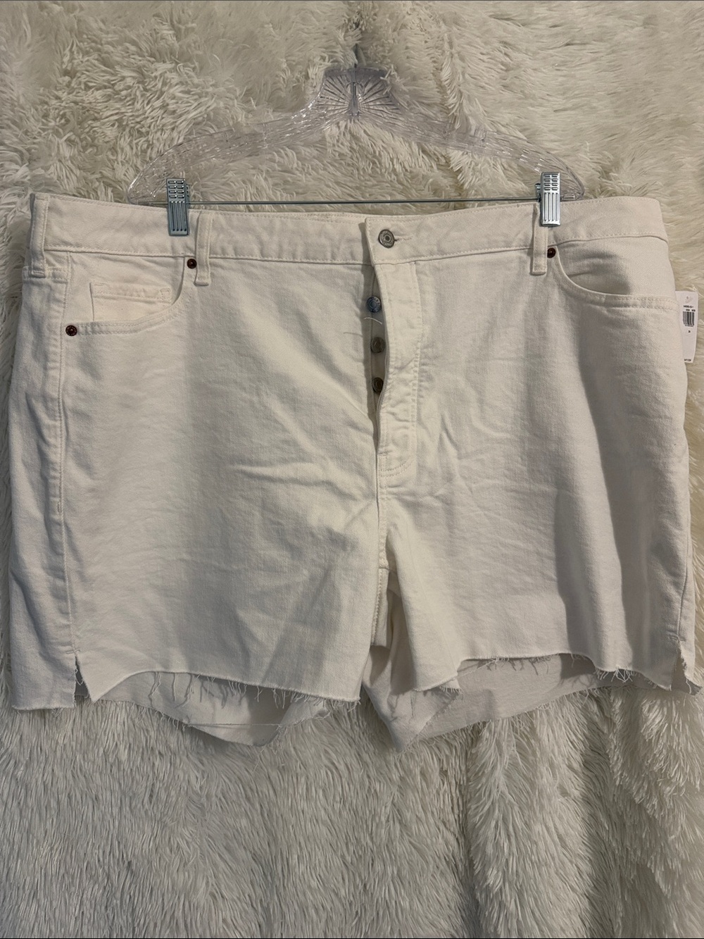 Old Navy Ivory High-Rise Raw Hem Denim Shorts